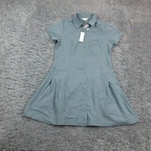 Nine Britton Dress Womens XL Green Shirt Dress Collared Short Sleeve Button NWT